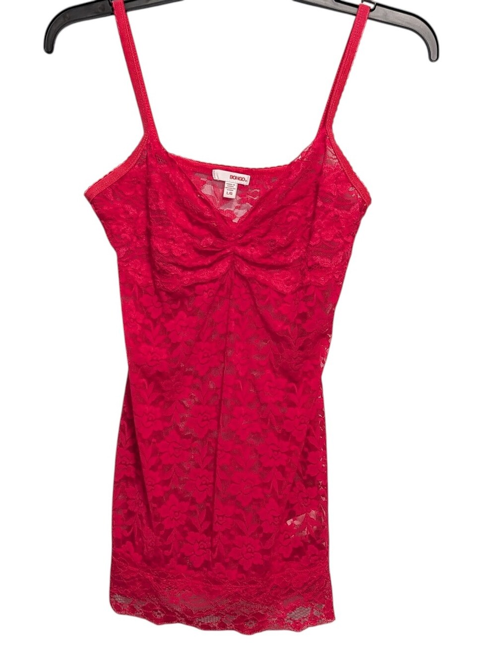 Bongo Juniors Size Large Pink Lace Camisole Sheer Cami Y2K Lace mcbling Coquette